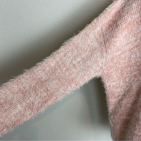 Show Me Your Mumu Pink Peach Fuzzy Eyelash Fatima Turtleneck Sweater Small - Picture 4 of 9